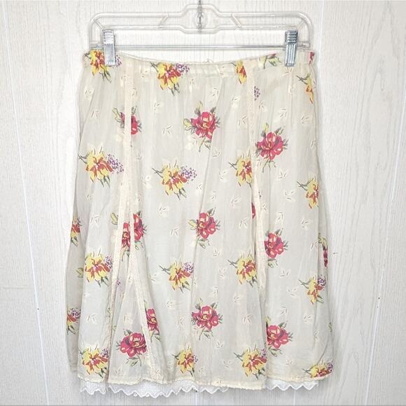 Johnny Was Dresses & Skirts - Johnny Was cream and floral short layered boho cottage core skirt size small